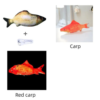 Electronic jumping fish cat toy 30cm length USB rechargeable multicolour PP material