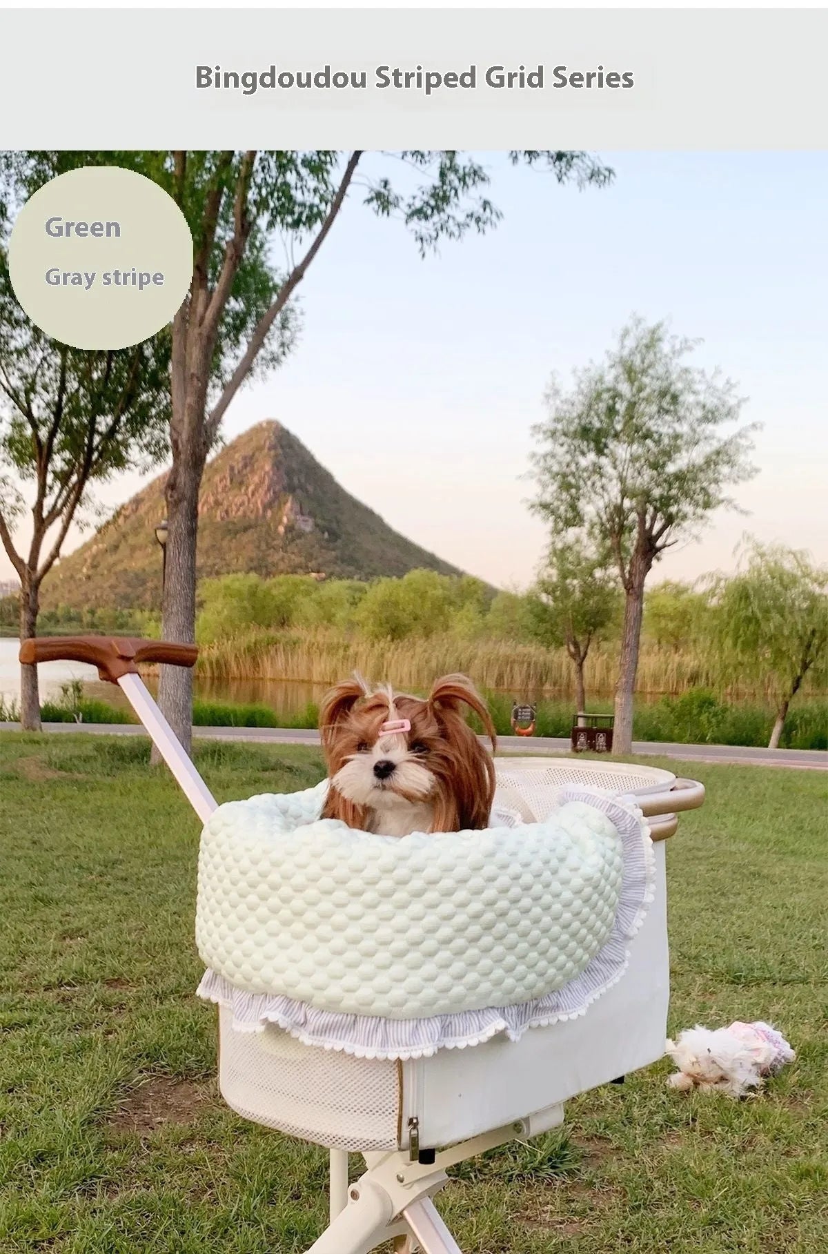 Pet stroller anti-dirty towel cushion pillow three-piece set in pure cotton, showing removable pads for cats and dogs