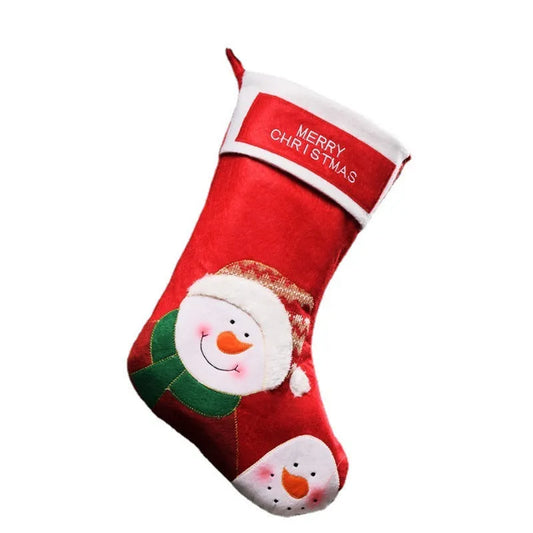 Christmas stockings in Elk, Old Man, and Snowman designs made from non-woven fabric, 30cm long