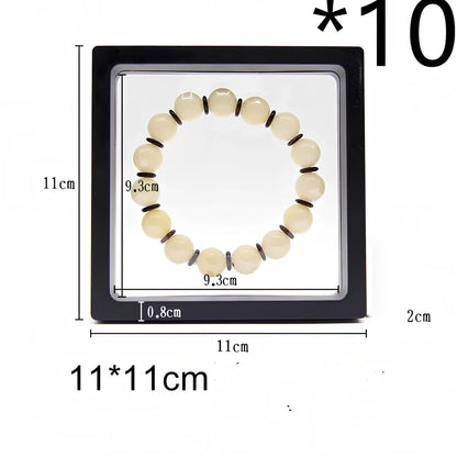 Black 11x11cm suspended 3D floating display frame holder with square base for coins and gems