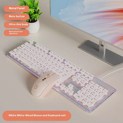 Prewalker V3 retro green mechanical feel keyboard and mouse set on a desk.