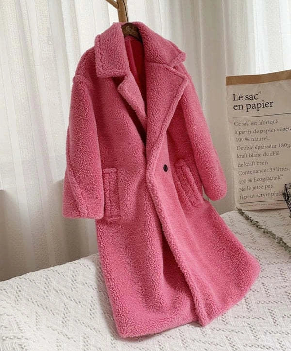 Stylish women's winter faux fur coat with pockets in various colors