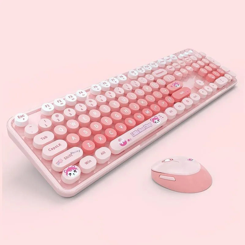 Purple mixed colour wireless keyboard and mouse set with USB receiver for computers