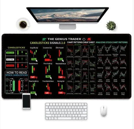 Game-themed printed rubber mouse pad on a desk, showing non-slip base and graphic design.