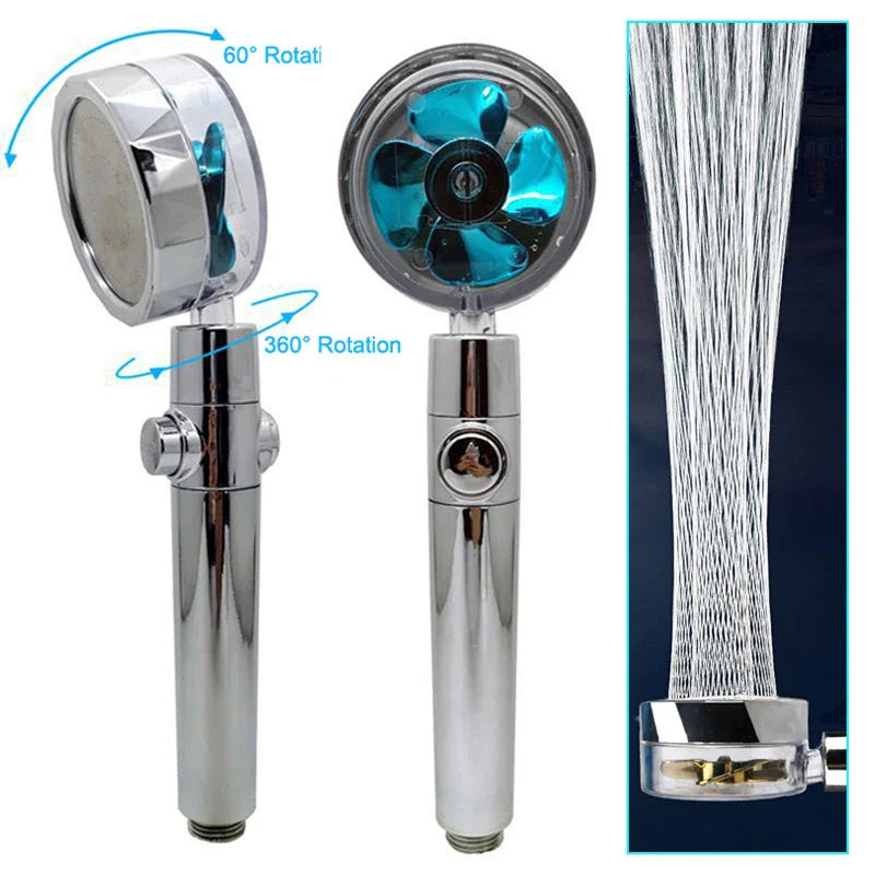High-Pressure Handheld Shower Head with Turbo Propeller and Cotton Filter for Luxurious Spa-Like Shower Experience