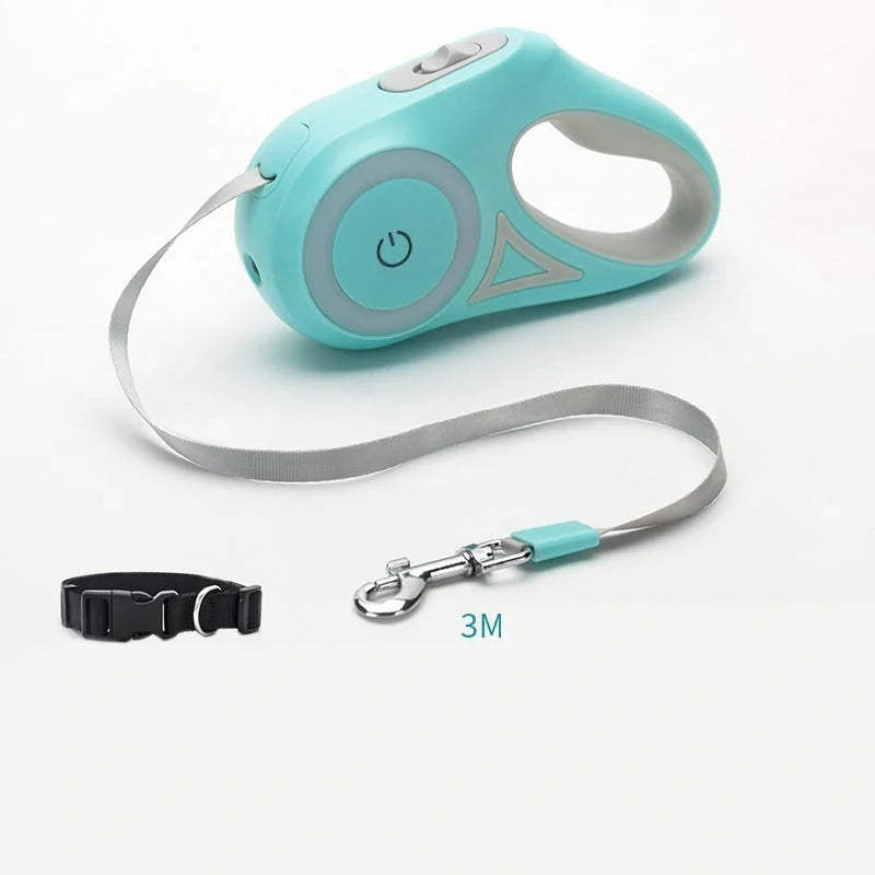 Retractable dog leash with automatic lock in Dream Purple, Sunshine Orange, and Mint Green