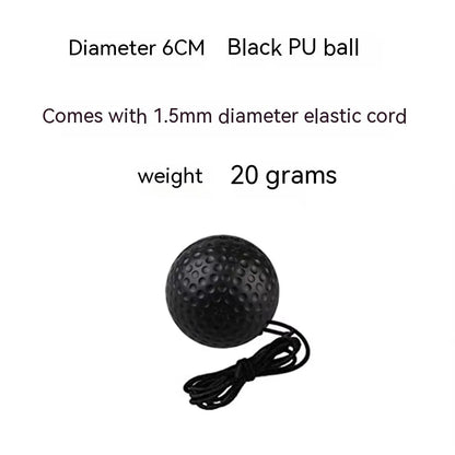 Head-mounted boxing reaction ball trainer with adjustable headband and multiple coloured balls