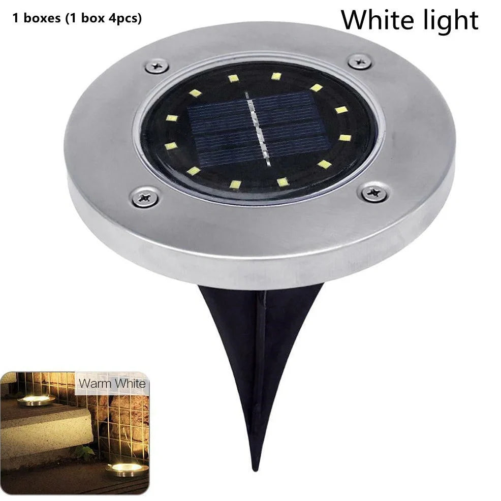 12 LED solar underground lawn light with 12x12x14cm dimensions and IP65 waterproof rating