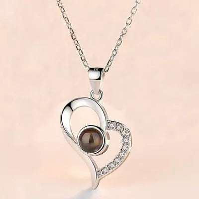 Valentine's Day metal rose jewelry gift box necklace with adjustable crystal design