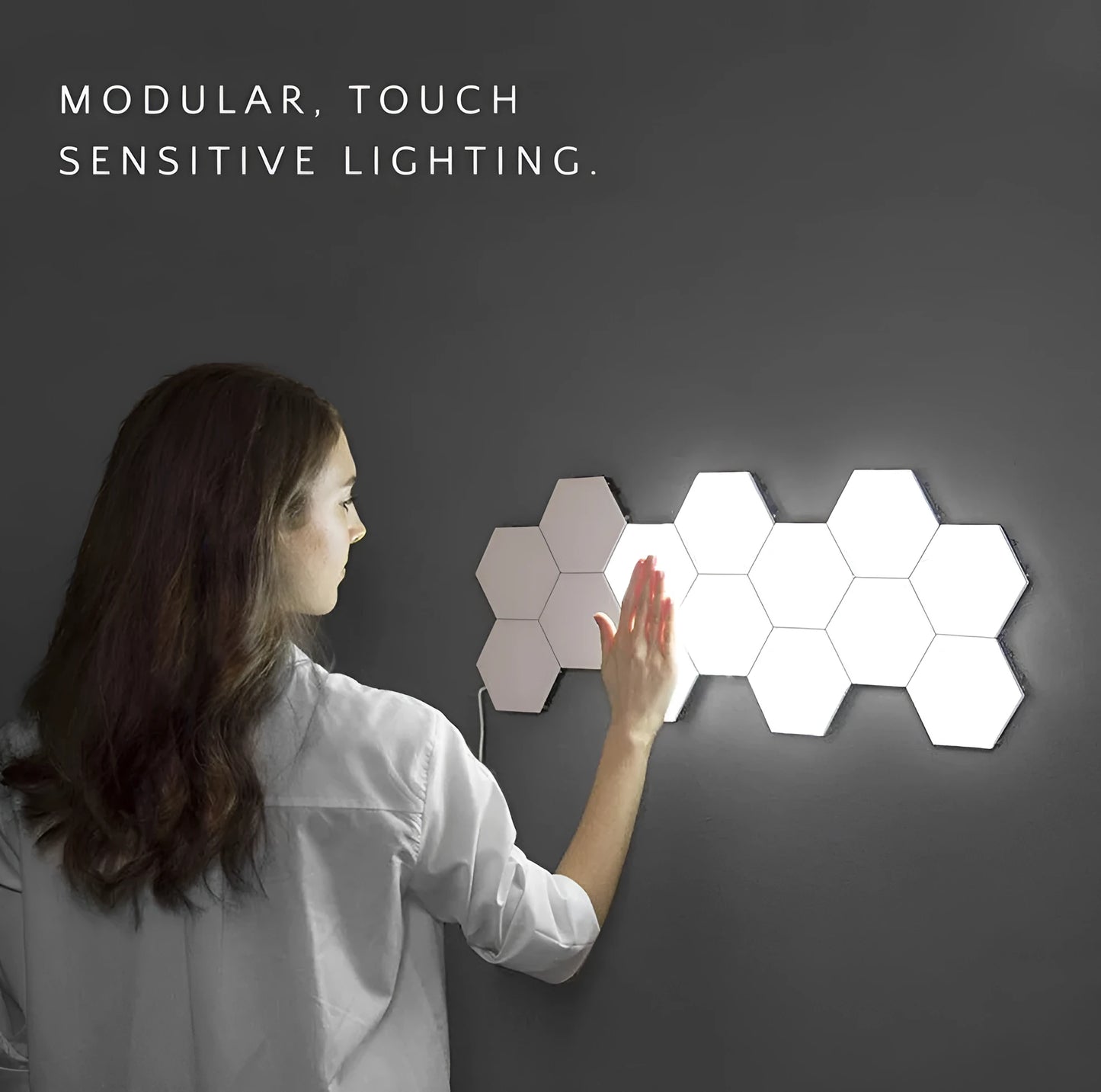 Modern honeycomb modular wall lamp with touch control in various colour options