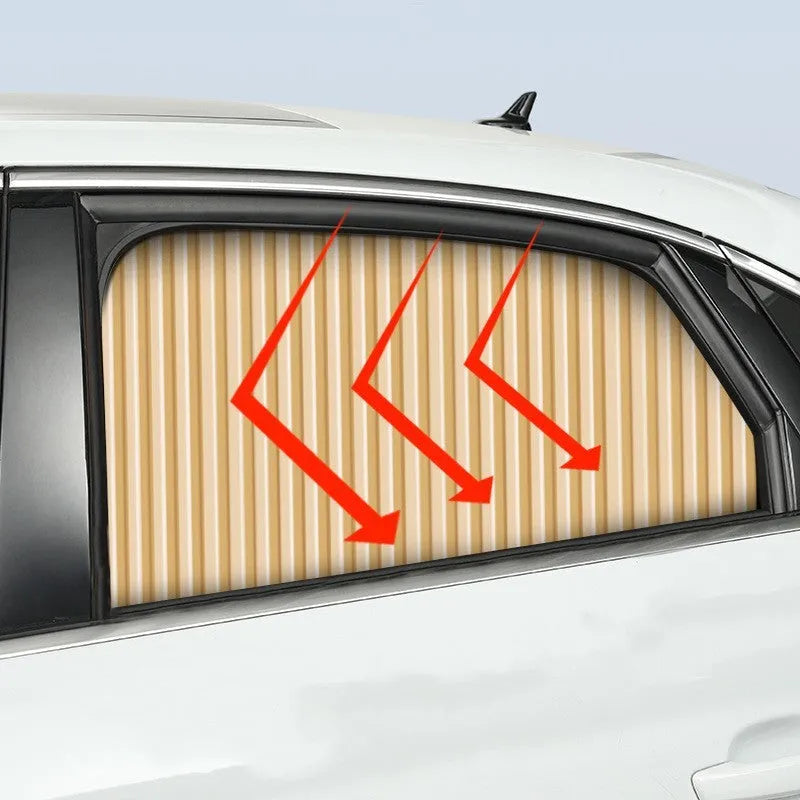 Auto Retractable Sun Curtain for Car Windshield Sunscreen Heat Insulation Thick Opaque Roller Shutter Type Flexible Expansion Available in Gold Silver Black Colour