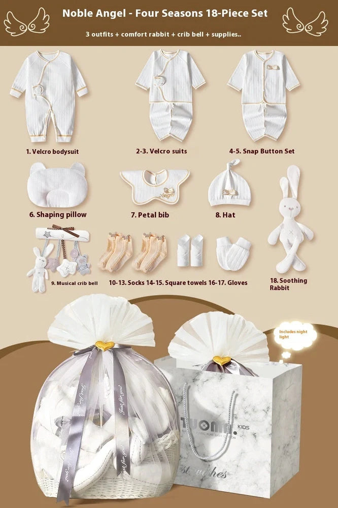 Newborn baby gift box set with 18-23 clothing pieces including cardigans and suits for babies 0-12 months