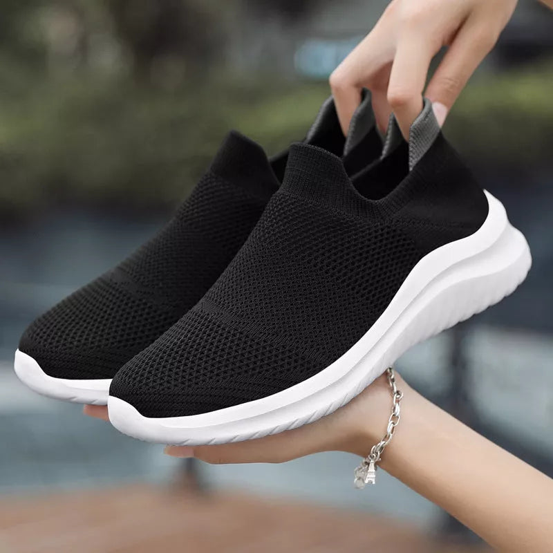 Women's Couple Flying Woven Socks Mouth Mesh Sneakers in various colors