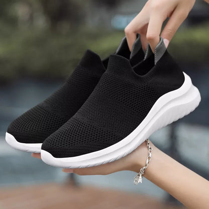 Women's Couple Flying Woven Socks Mouth Mesh Sneakers in various colors