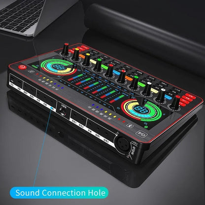 Professional G4 sound card set with capacitance microphone, LCD display and audio cables for live broadcast applications