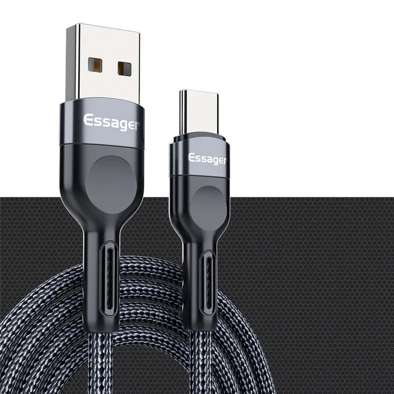 USB Type-C 3A fast charge data cable for Android phones in black red, grey or blue, 0.5m 1m 2m