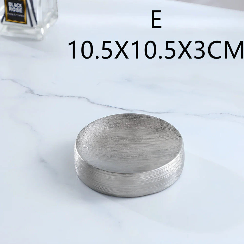 Handmade brushed ceramic five-piece bathroom set in silver with modern design