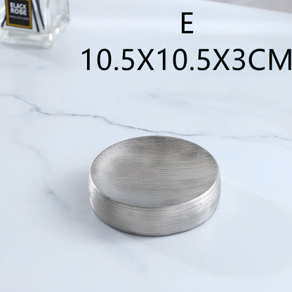 Handmade brushed ceramic five-piece bathroom set in silver with modern design