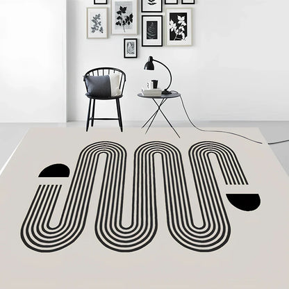 Geometric pattern rectangular floor mat with 1.3cm thickness in European American style for living room use