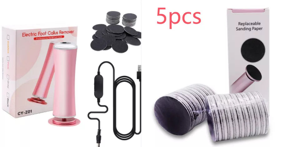 Electric Foot Callus Remover with adjustable speed and 360-degree rotation for effective foot care