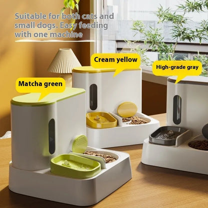 Cat automatic pet feeder water dispenser with integrated double bowl design