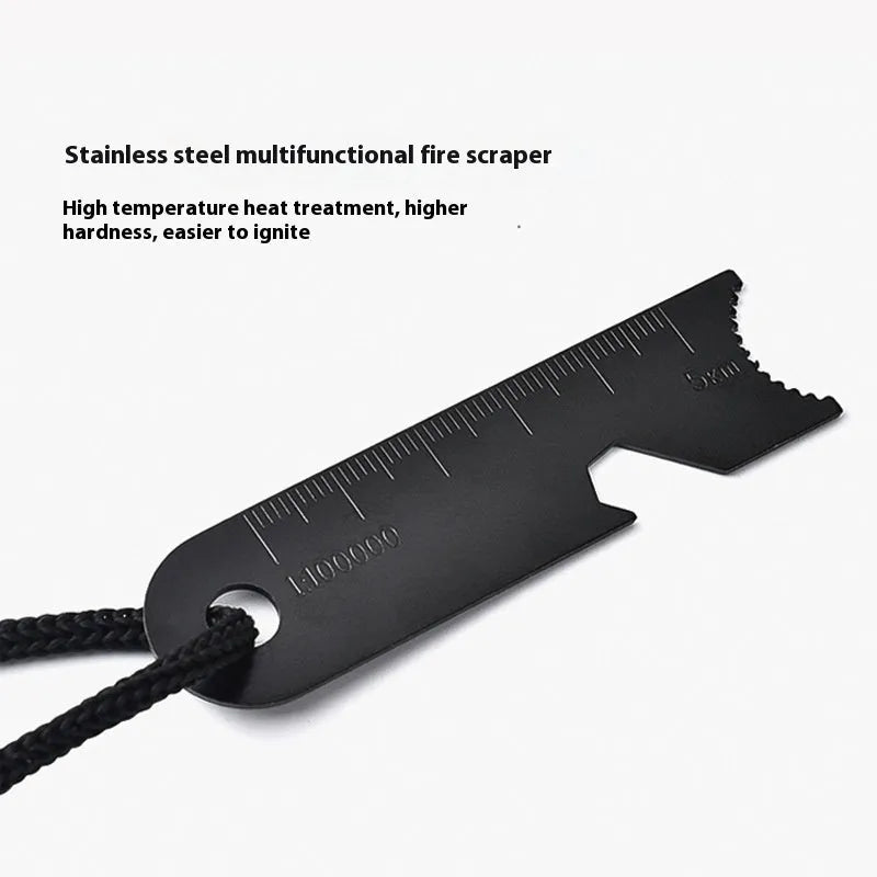Black outdoor camping flint with magnesium alloy rod and stainless steel multifunctional scraper tool