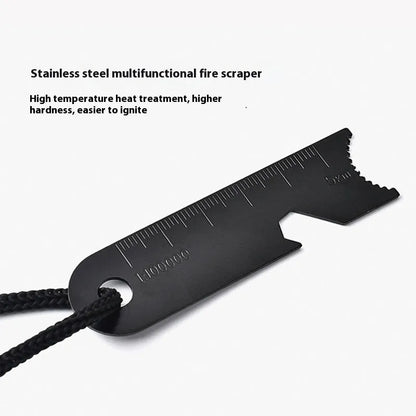 Black outdoor camping flint with magnesium alloy rod and stainless steel multifunctional scraper tool