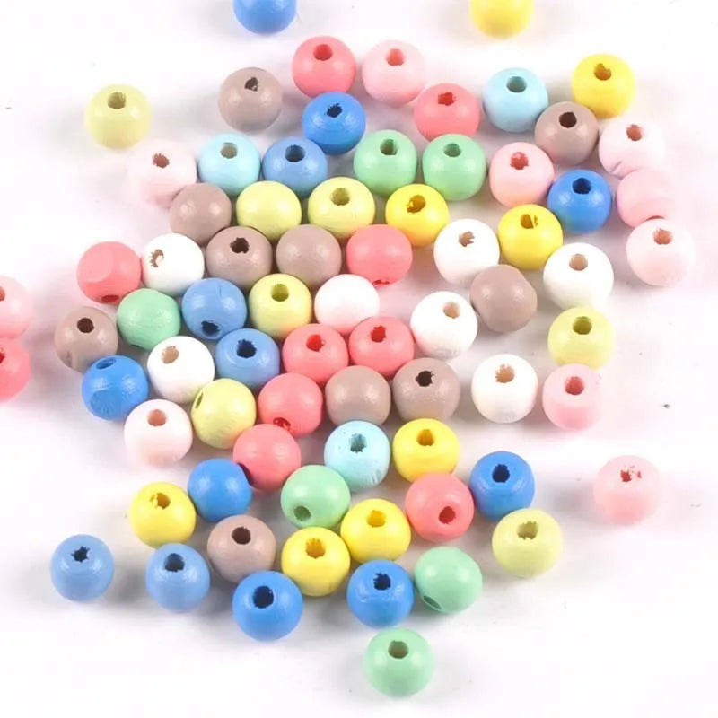 100 round wooden beads in 6mm to 12mm sizes, lotus wood with dyed surface for DIY crafts