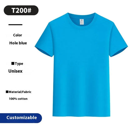 Round neck cotton summer top in solid colour, loose pullover style, sizes S to 5XL