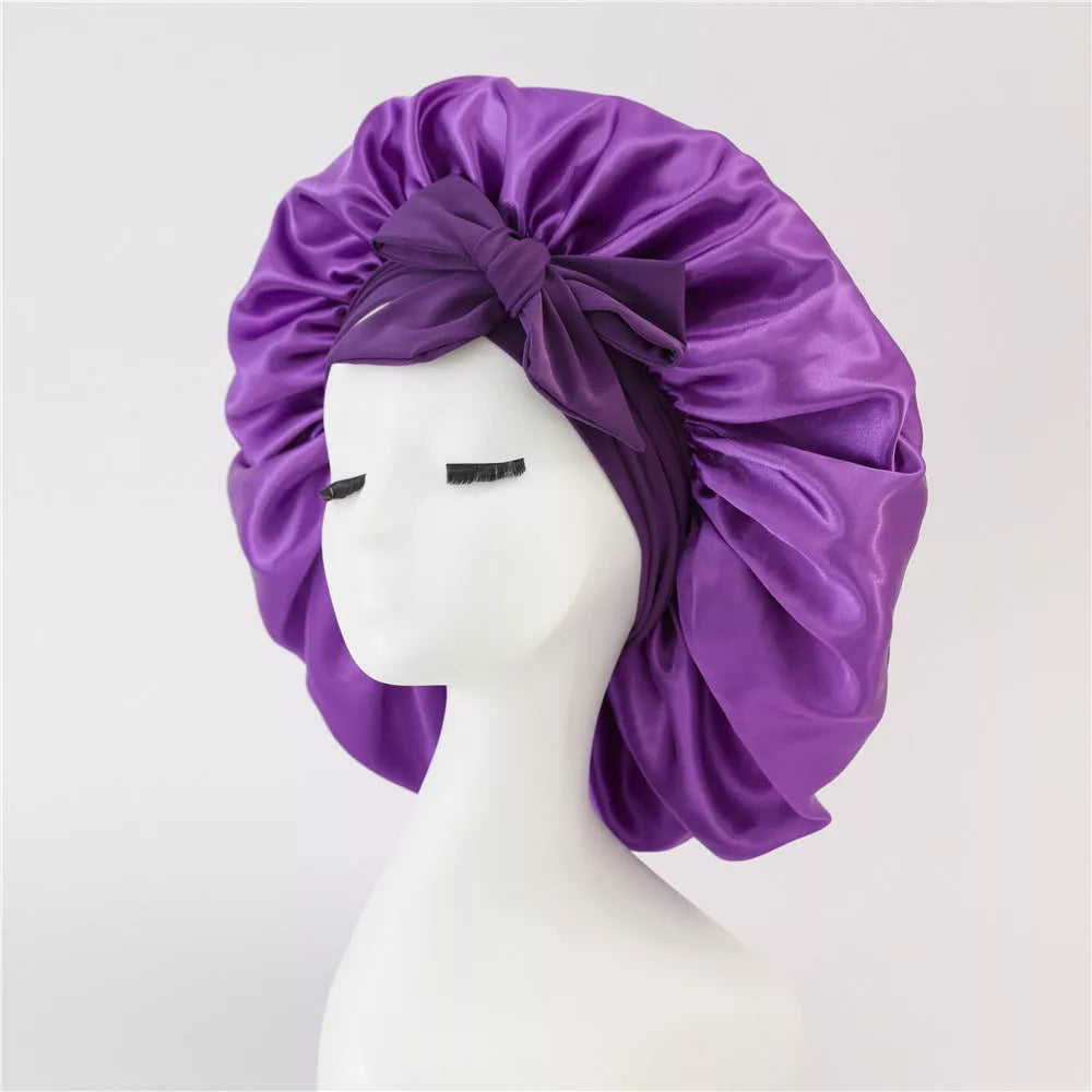 Double-layer silk bonnet for sleeping in various colors