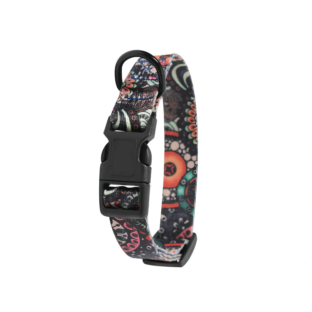 Adjustable dog collar and leash set with Bohemian pattern for dogs 3-27kg