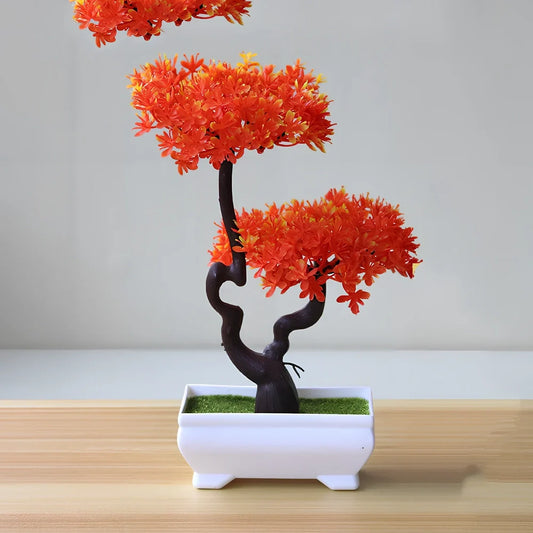 24cm high artificial potted plant with plastic foliage in green colour option for home decoration