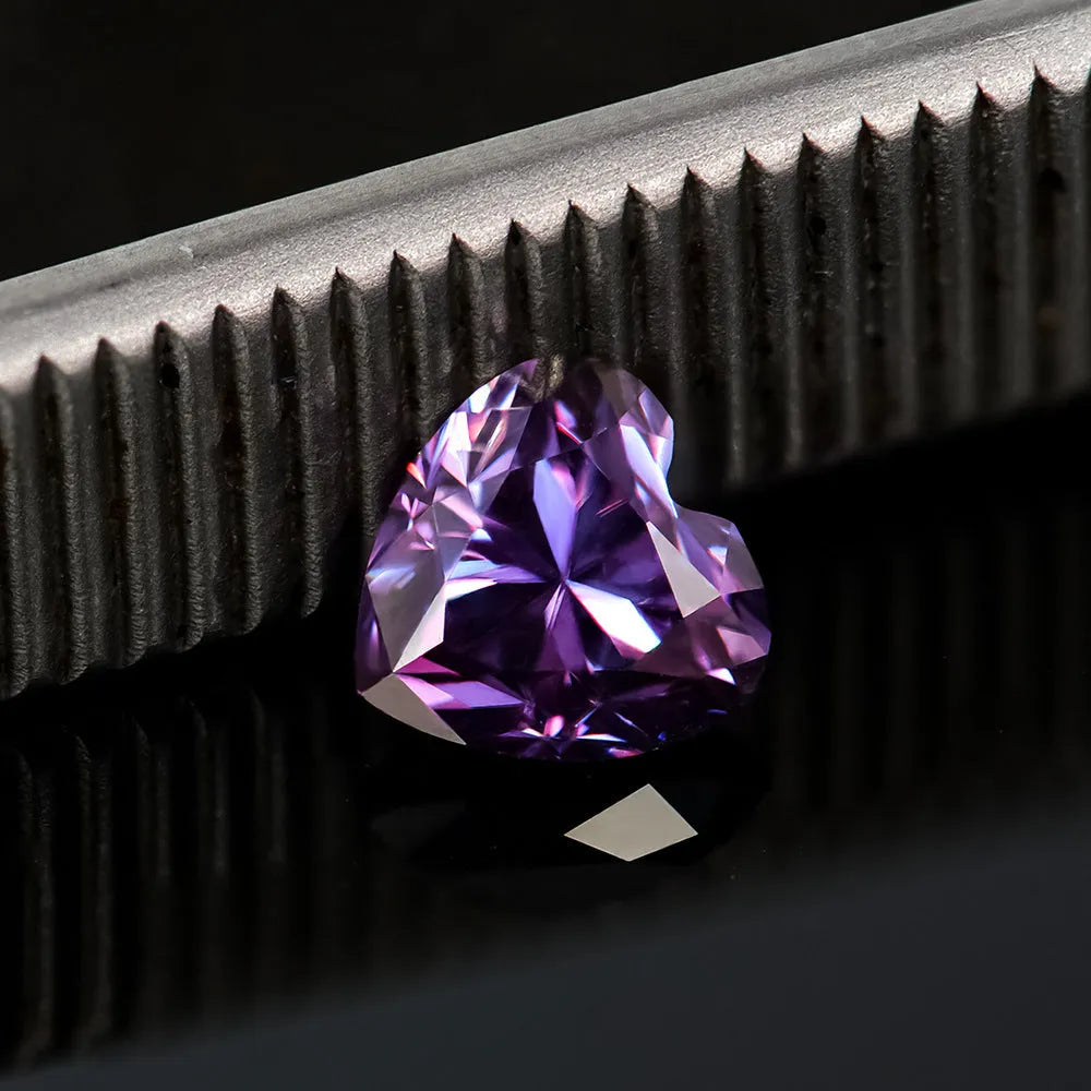 Heart-shaped moissanite stones in multiple colours and sizes for jewellery making