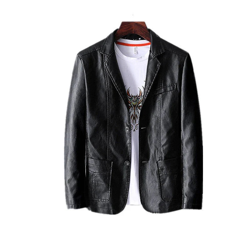 Stylish leather jacket with unique studded lapels and quilted sleeves, available in a variety of colors and sizes