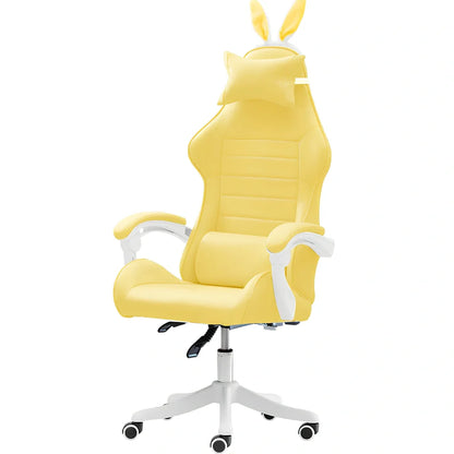 Adjustable height computer gaming chair with swivel base in green lace pattern