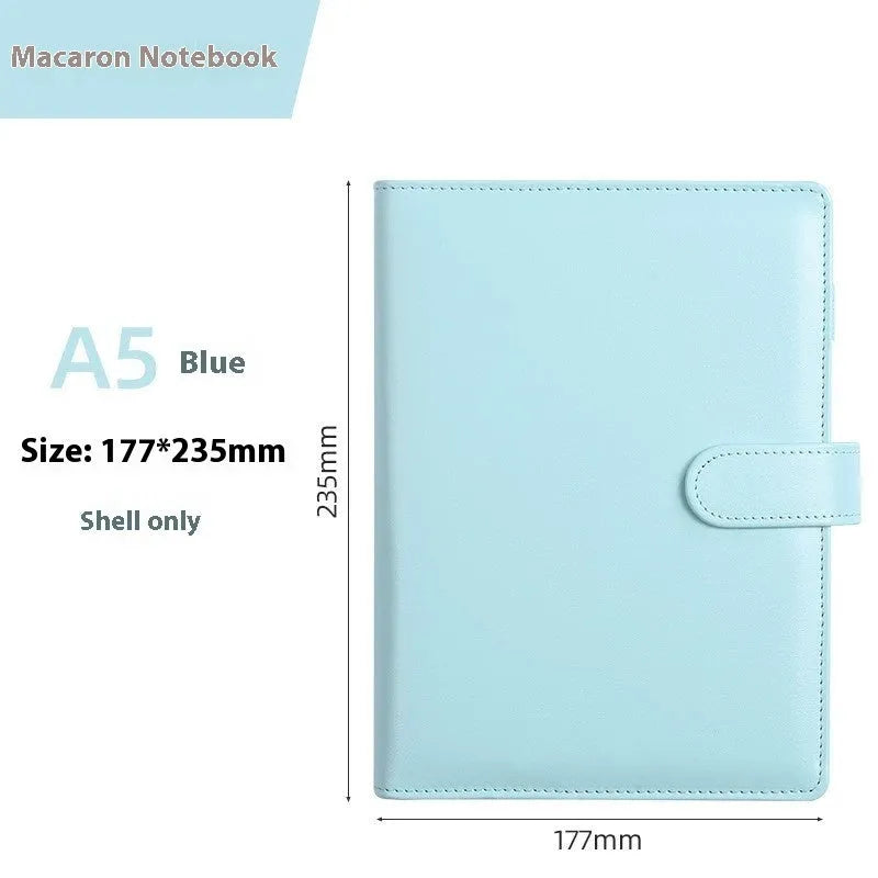 Solid colour A5 PU leather notebook shell with zipper closure in various colour options