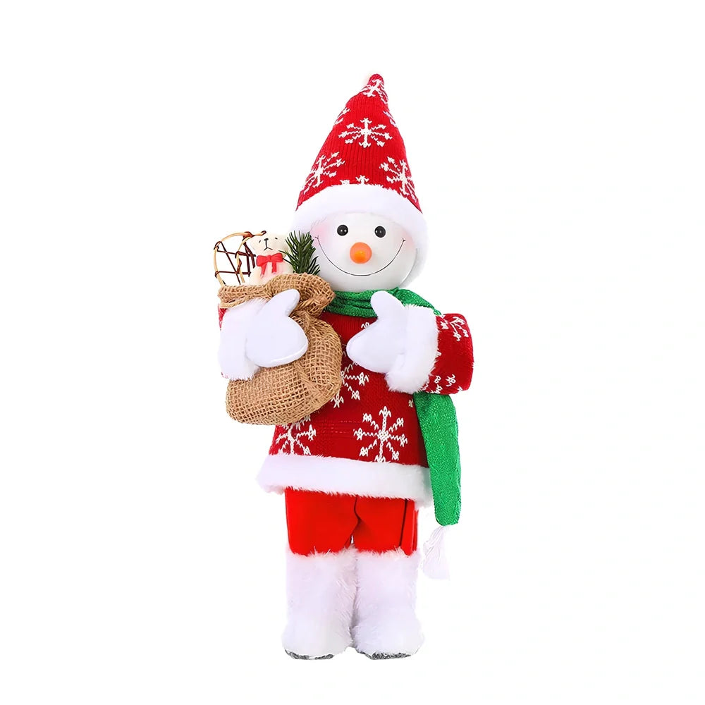 30cm Christmas doll ornaments with sequin details and snowman designs for holiday tree decoration