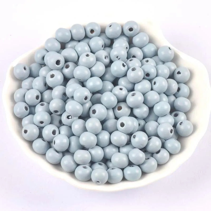 100 round wooden beads in 6mm to 12mm sizes, lotus wood with dyed surface for DIY crafts
