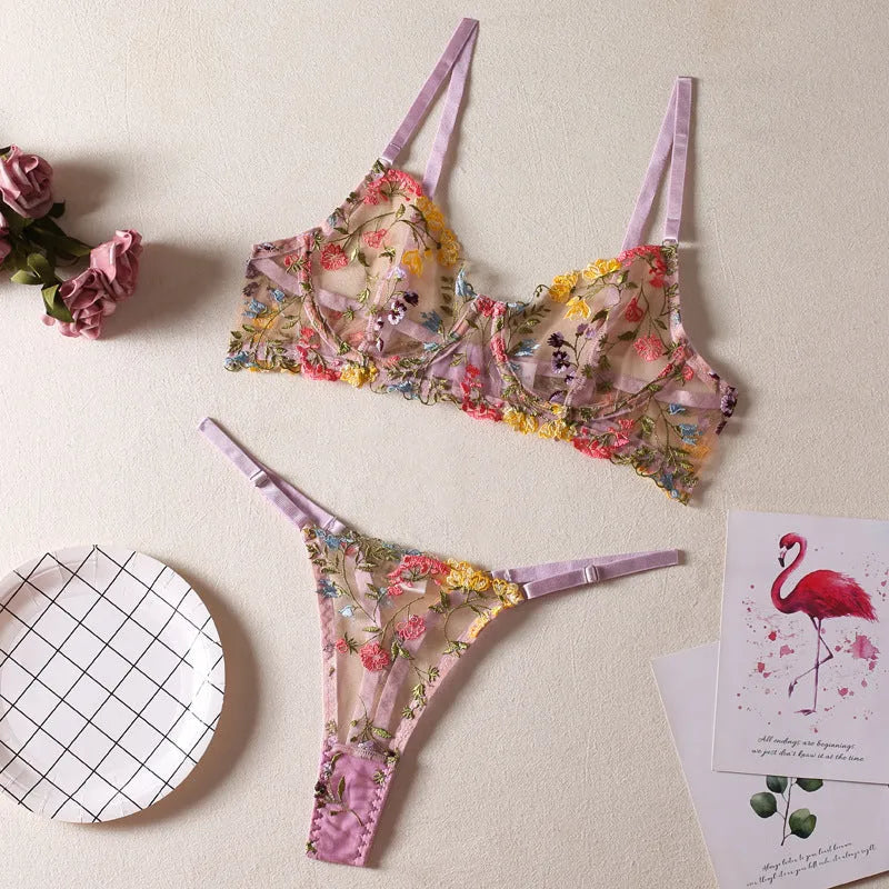 Women's floral underwear bikini set in pure desire style with multiple colour options