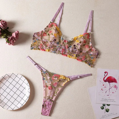 Women's floral underwear bikini set in pure desire style with multiple colour options