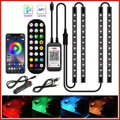 Stylish decorative car interior LED lights with wireless remote control and music-sync feature for customizable ambient lighting