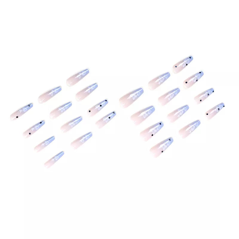 Peach Heart Rhinestone Nail Stickers - 24 pieces for a glamorous manicure