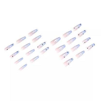 Peach Heart Rhinestone Nail Stickers - 24 pieces for a glamorous manicure