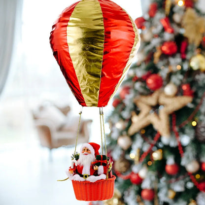 Santa Claus hot air balloon Christmas ceiling decoration measuring 40x90cm with vinyl and velvet materials