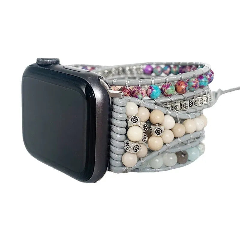 Natural stone multi-layer winding bracelet strap in 38-41mm and 42-45mm size options