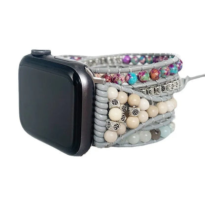Natural stone multi-layer winding bracelet strap in 38-41mm and 42-45mm size options