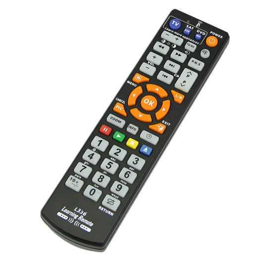 Black L336 learning remote control for audio and electronic equipment.