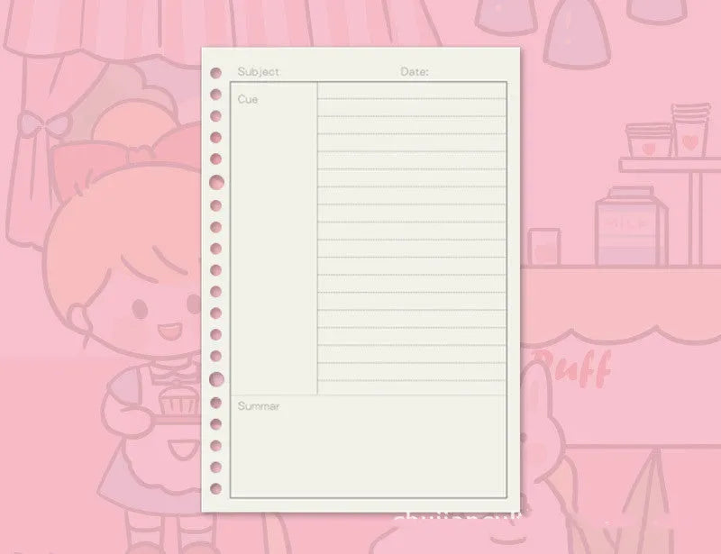 Refillable notebook with detachable decorative cover and replaceable paper core in B5 size