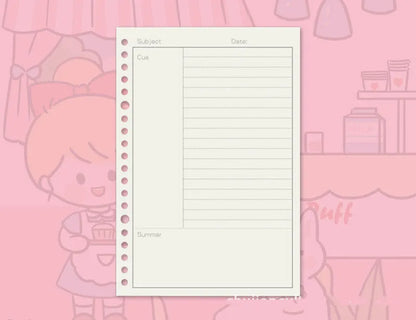 Refillable notebook with detachable decorative cover and replaceable paper core in B5 size