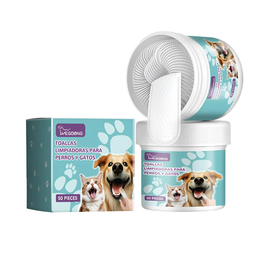 Dog cleaning finger muffs measuring 7.6 by 8.8 cm with sodium bicarbonate formula for tartar removal